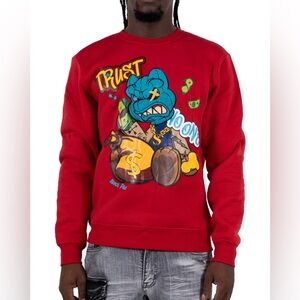 Men’s Trust No One Graphic Embroidered Sweatshirt Size XL Two Mill Twenty